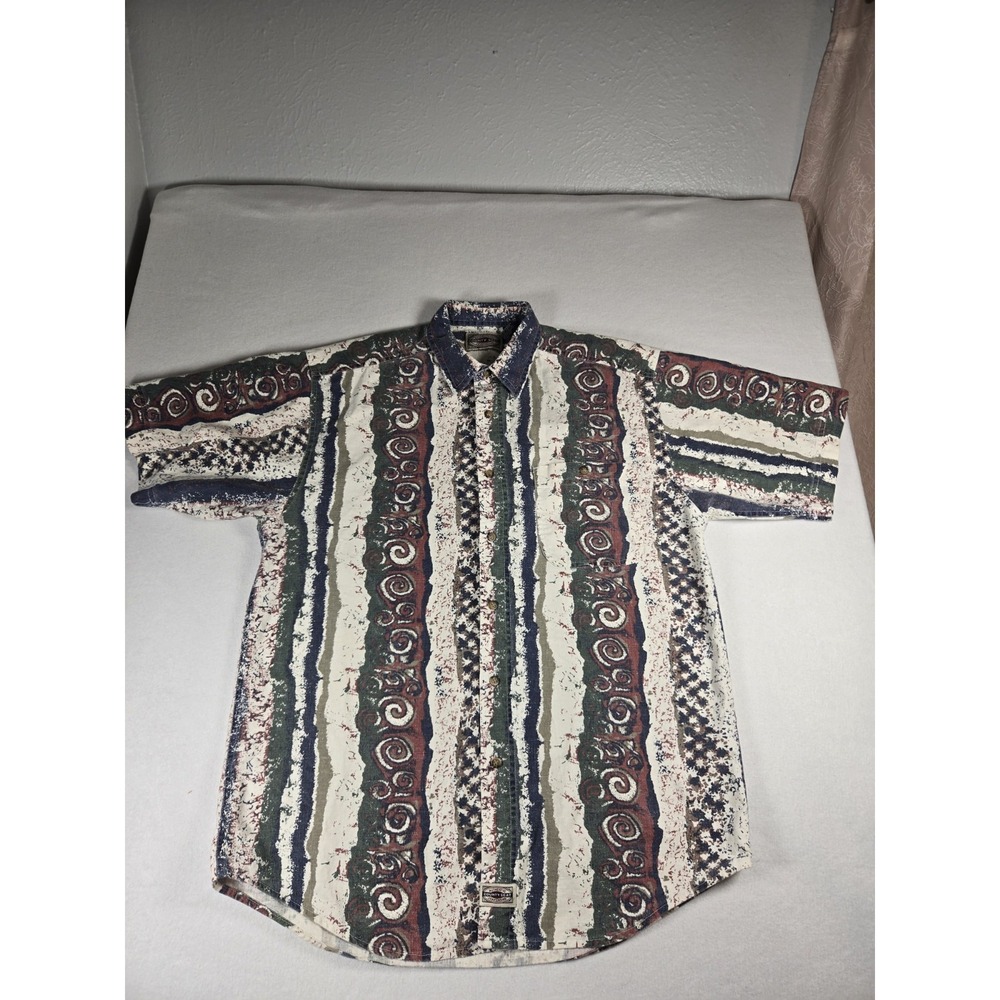 Men's County Seat Authentic Jeanswear Collared Button Down Shirt Linen/Cotton M